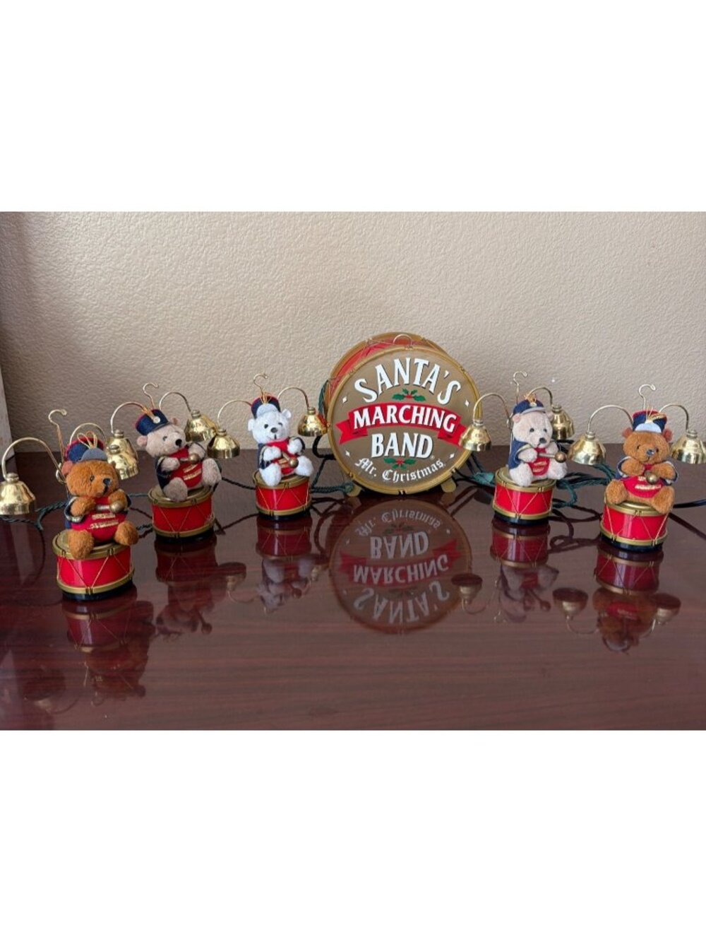 Vintage Mr. Christmas Santa’s Marching Band Teddy Bears Musical Bells